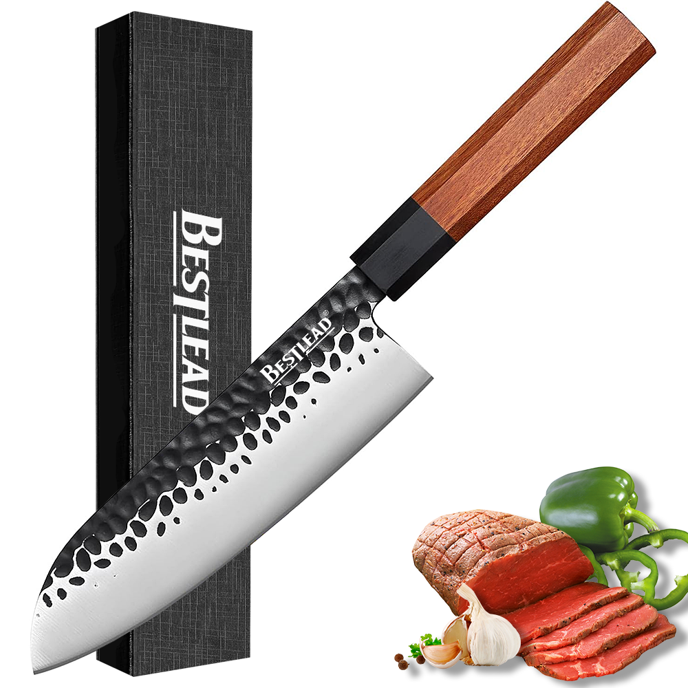 BJB-32 Santoku Knife 7 inch Chef Knife, Japanese 440C Stainless Steel Kitchen KnifeBJB-32