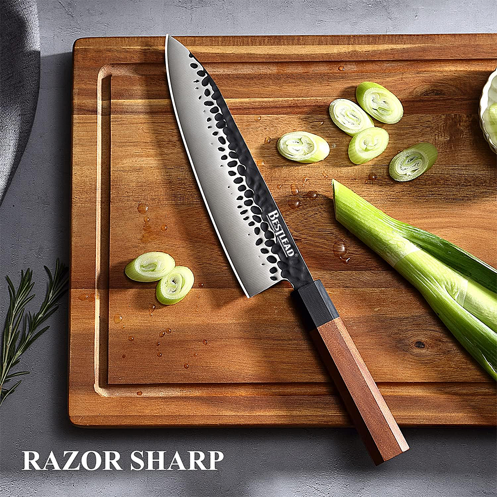 BJB-29 8 Inch Chef's Knife - Sharp Japanese 440C Stainless Steel Chef's Knife, Professional Chef's Knife Rosewood Handle - Forging knife - 1