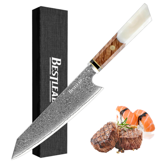 BJB-36 High Quality Real Damascus Core 10CR15 Knife 67 Layers Damascus Steel Kitchen Knives with Resin Wood Handle