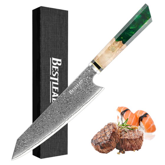 BJB-35 High Quality Real Damascus Core 10CR15 Knife 67 Layers Damascus Steel Kitchen Knives with Resin Wood Handle