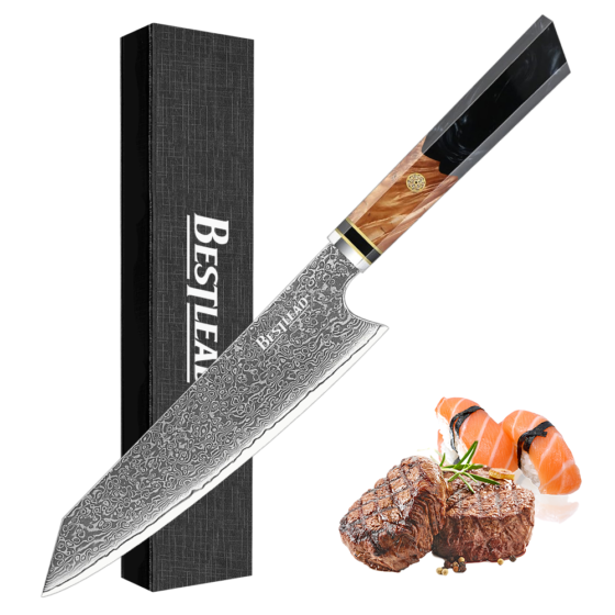BJB-40 High Quality Real Damascus Core 10CR15 Knife 67 Layers Damascus Steel Kitchen Knives with Resin Wood Handle