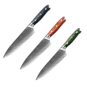 HB-19-CSD  Damascus steel kitchen knife 67 layers forged high quality chef knife resin handle