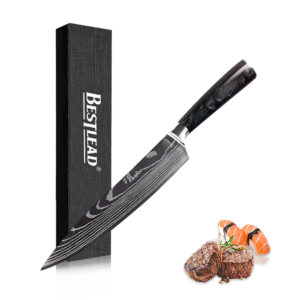 YTB-6-CSD Hot sale Damascus Layser Pattern 67 layers damascus steel professional chef knife with Black Resin Handle