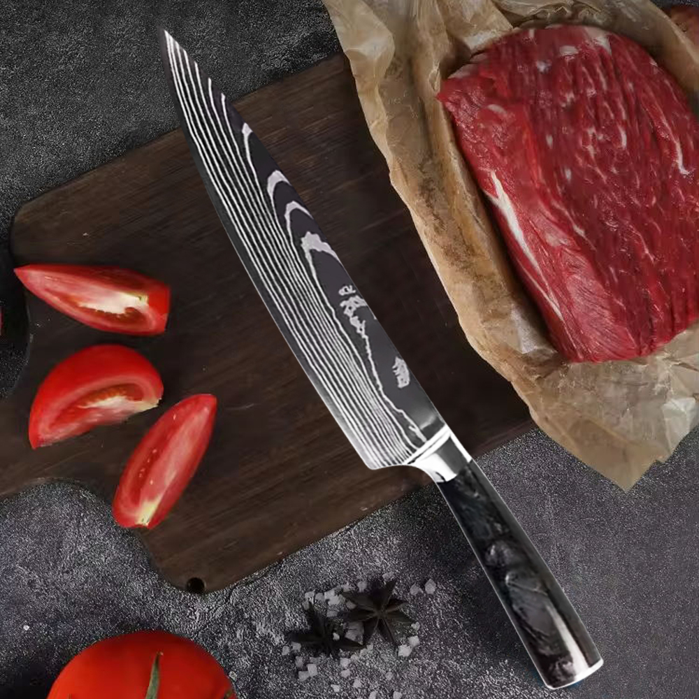 YTB-6-CSD Hot sale Damascus Layser Pattern 67 layers damascus steel professional chef knife with Black Resin Handle - Chef's knife - 1