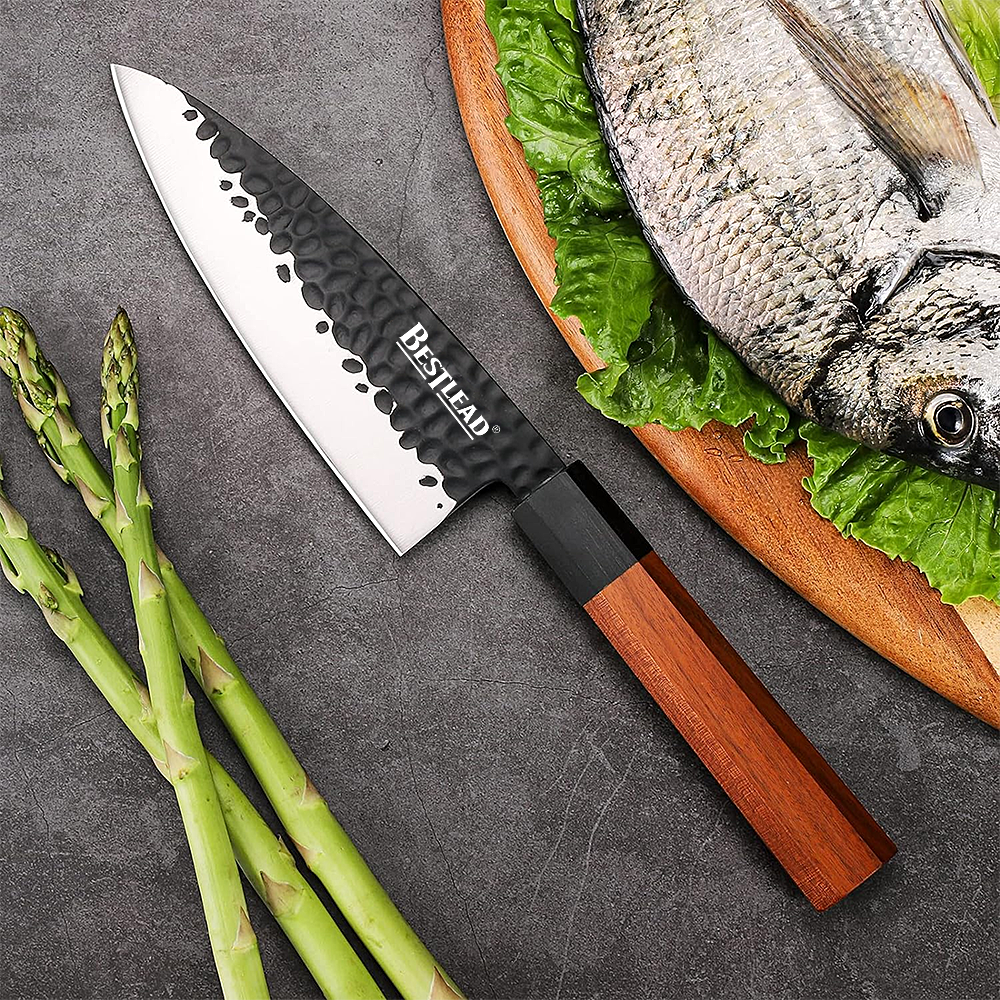 BJB-30 6-Inch Double Beveled Japanese 440C Stainless Steel Fish/Philips Knife with G10 Polster Octagonal Wood Handle - Forging knife - 1