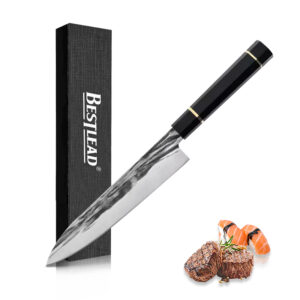 BJB-3-CSD OEM Professional 12c28n Japanese Chef's Knife with Steel and Black Resin Handle