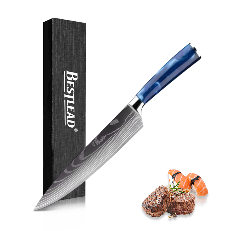 YTB-1-CSD kitchen knife japan 8″ Chef Knife Hot Selling Resin Handle Damascus Pattern Stainless steel Sharp Kitchen Knife manufacturer