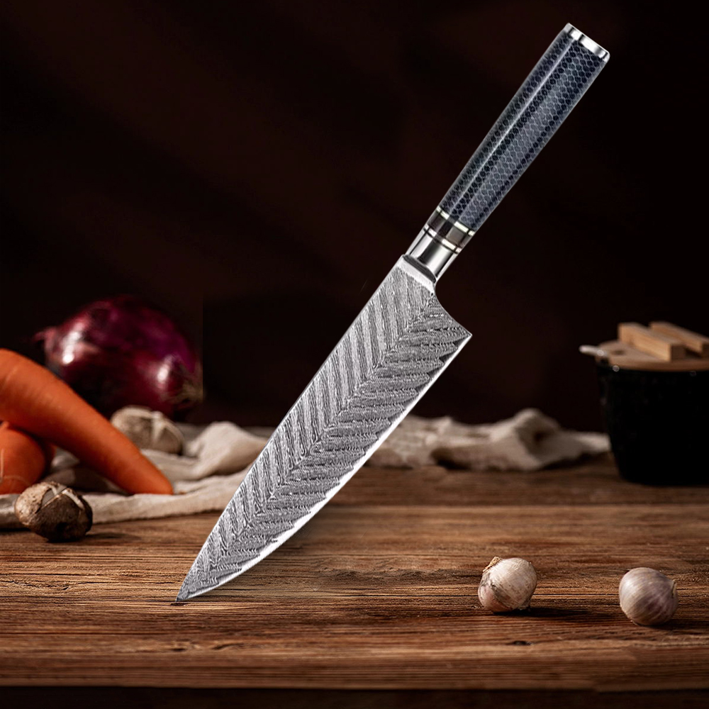 YTB-20-CSD Stylish Honeycomb Handle Genuine Damascus Steel Japanese Chef's Knife 67 Layer VG10 Chef's Knife with Resin Handle - Chef's knife - 1