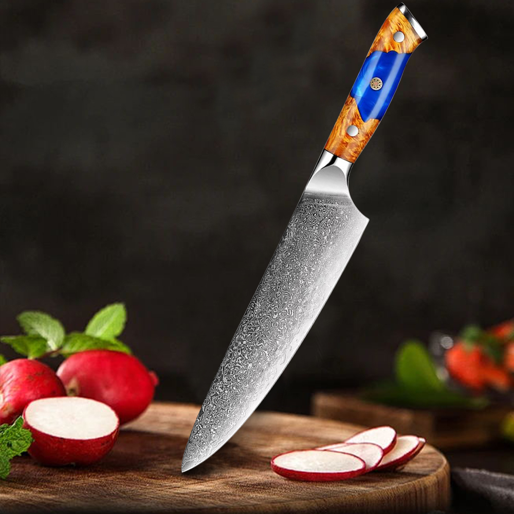 HB-23-CSD Factory Made Damascus Steel Knives Abalone Shell Handle Quality Knives - Chef's knife - 1