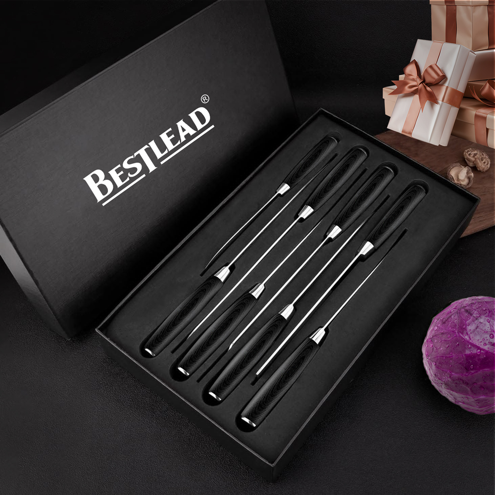 HB-9--8 Piece Damascus Knife Set VG-10 Core Steel with G10 Handle Custom Luxury Kitchen Knives - Knife set - 3